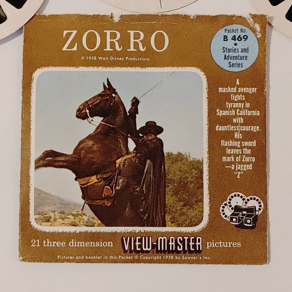 VINTAGE ZORRO 21 Three Dimension View-Master Pictures 1958 Sawyer's Inc.